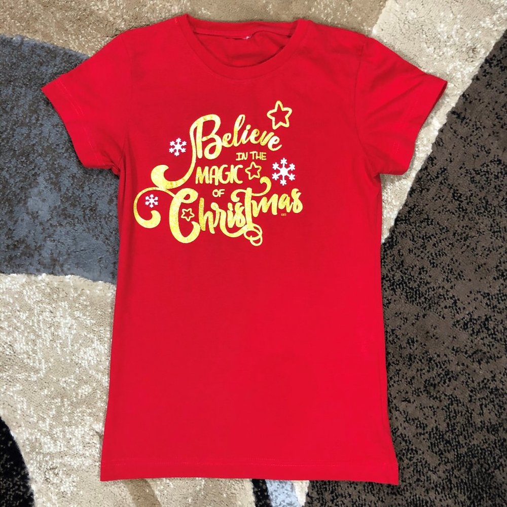 Girls Red Short Sleeve Christmas Tee Size Girls XL